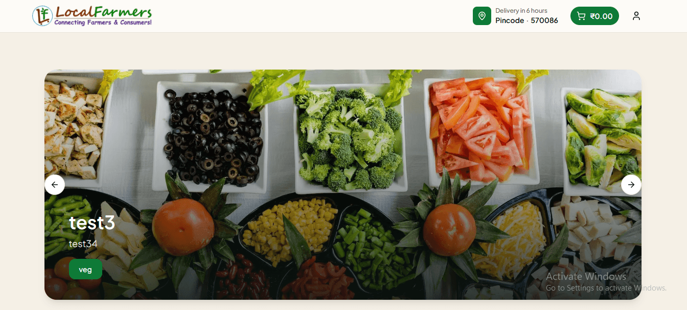 LocalFarmers web ordering homepage